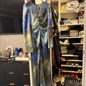 ASOS Artistic Blue and Gray Maxi Dress